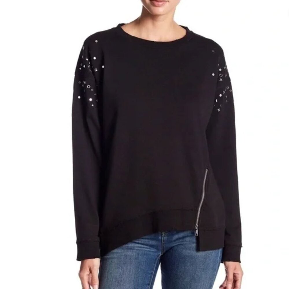 Joe’s Jeans Distressed Embellished Black Sweatshirt S
